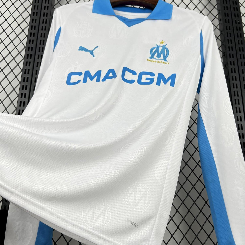 Mens Olympique Marseille 2025-26 Home Long Sleeve Jersey