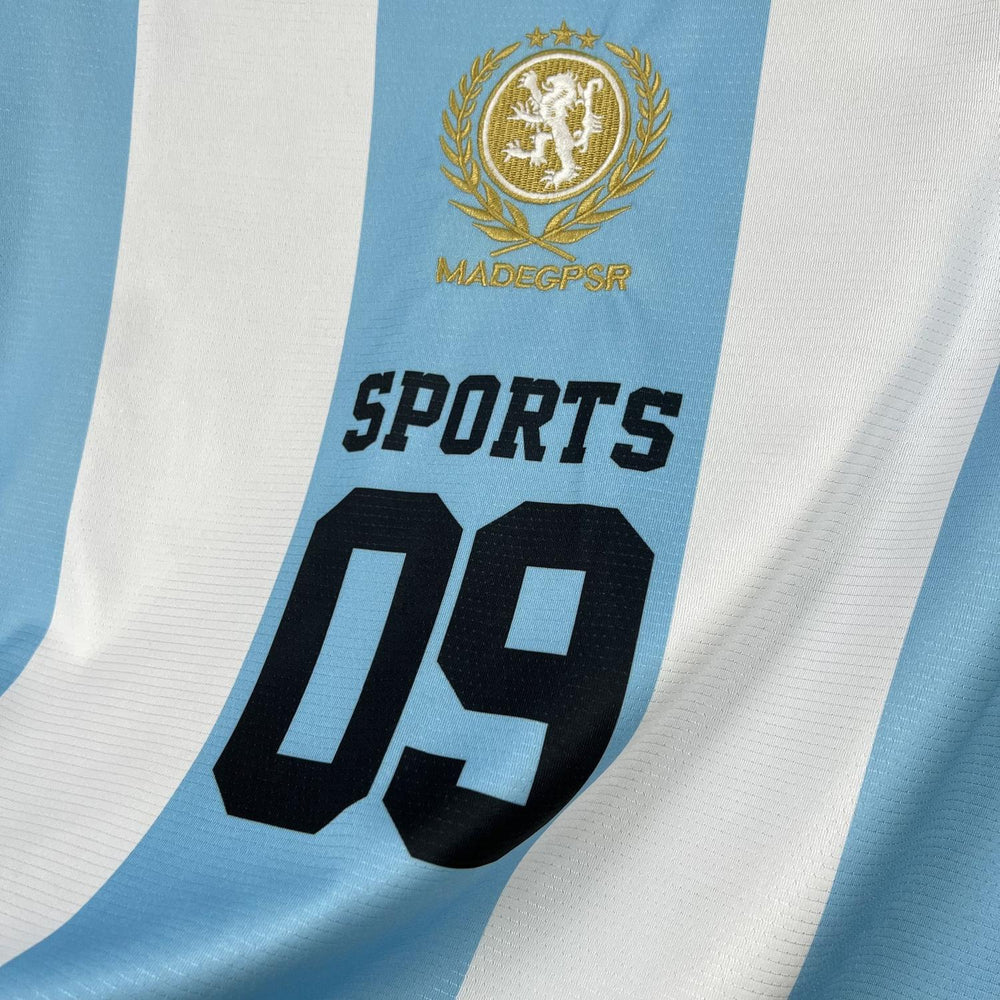 Light Blue Striped 2026 Style V-Neck Soccer Tröja