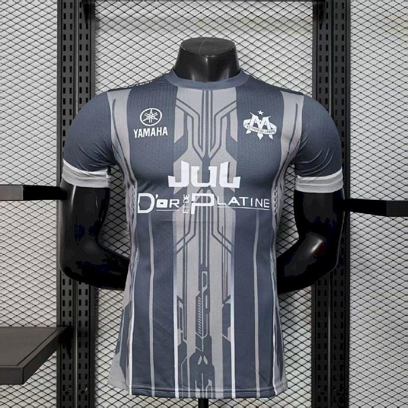 Men’s Olympique Marseille 2025-26 Grey Jersey Player Version
