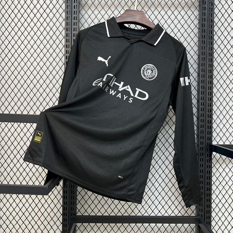 Mens Manchester City 2025-26 Away Long Sleeve Jersey