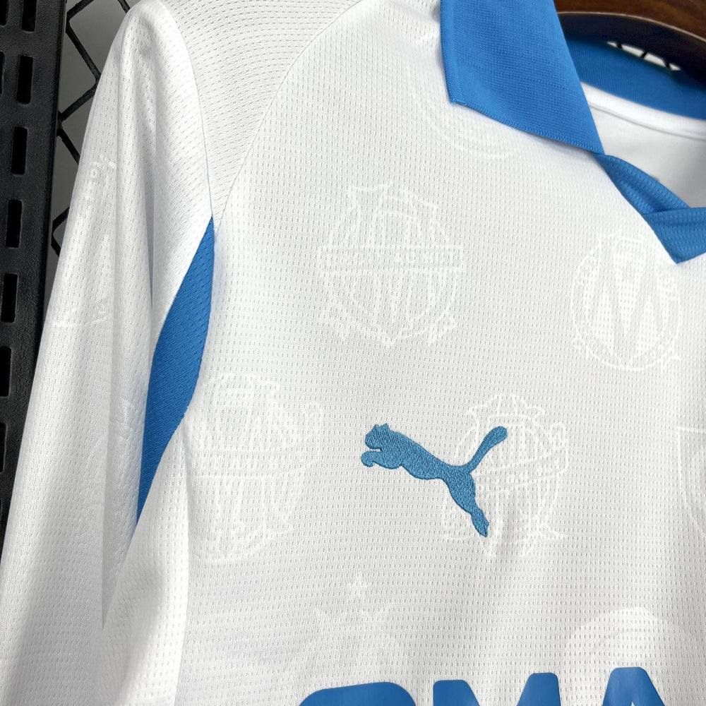 Mens Olympique Marseille 2025-26 Home Long Sleeve Jersey