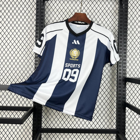 Unisex Light Blue Striped 2026 World Cup Style V-Neck Soccer Jersey
